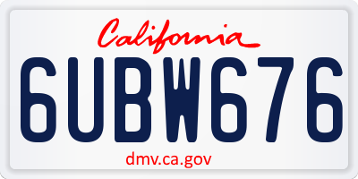 CA license plate 6UBW676