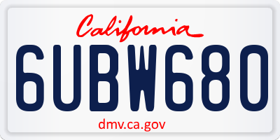 CA license plate 6UBW680