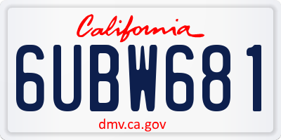 CA license plate 6UBW681