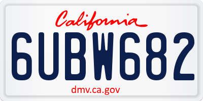 CA license plate 6UBW682