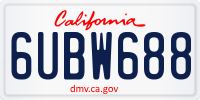 CA license plate 6UBW688