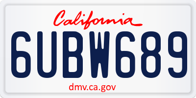 CA license plate 6UBW689