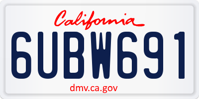 CA license plate 6UBW691