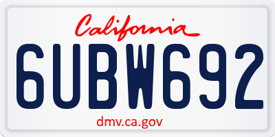 CA license plate 6UBW692