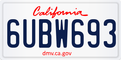 CA license plate 6UBW693