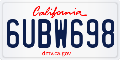 CA license plate 6UBW698