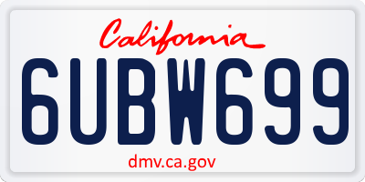 CA license plate 6UBW699
