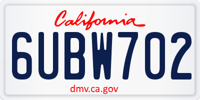 CA license plate 6UBW702