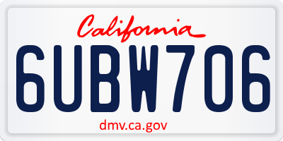 CA license plate 6UBW706