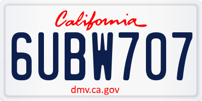 CA license plate 6UBW707