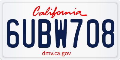 CA license plate 6UBW708