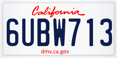 CA license plate 6UBW713