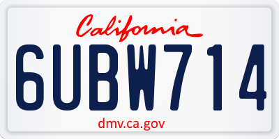 CA license plate 6UBW714