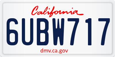 CA license plate 6UBW717