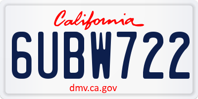 CA license plate 6UBW722