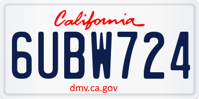 CA license plate 6UBW724