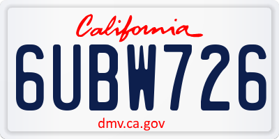 CA license plate 6UBW726