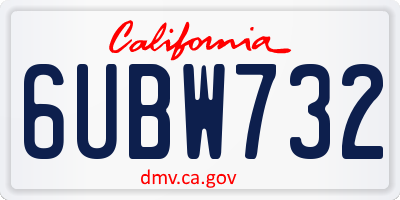 CA license plate 6UBW732