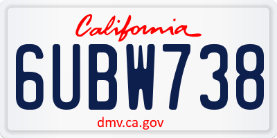 CA license plate 6UBW738