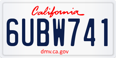 CA license plate 6UBW741