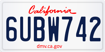 CA license plate 6UBW742