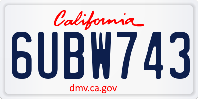 CA license plate 6UBW743