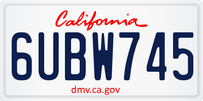 CA license plate 6UBW745