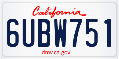 CA license plate 6UBW751
