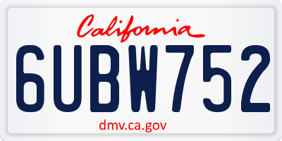 CA license plate 6UBW752