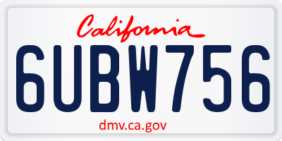 CA license plate 6UBW756