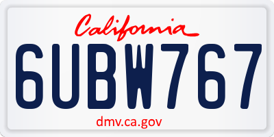 CA license plate 6UBW767