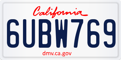CA license plate 6UBW769