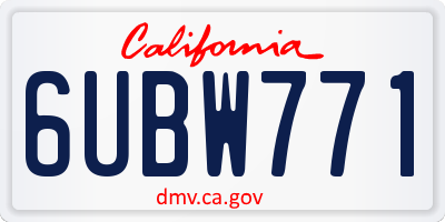 CA license plate 6UBW771