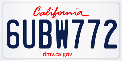 CA license plate 6UBW772