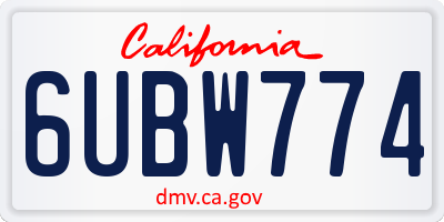 CA license plate 6UBW774