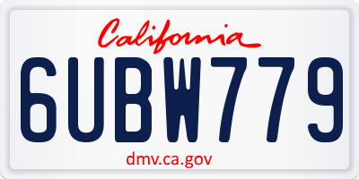 CA license plate 6UBW779