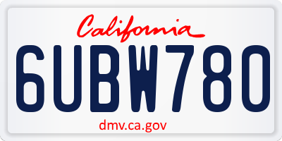 CA license plate 6UBW780