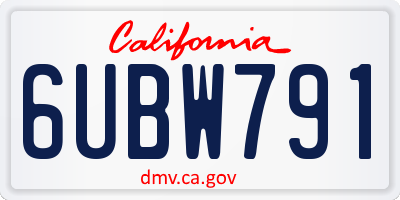 CA license plate 6UBW791