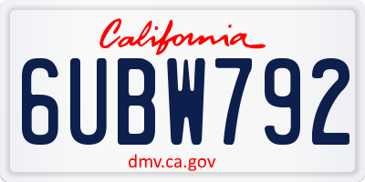 CA license plate 6UBW792