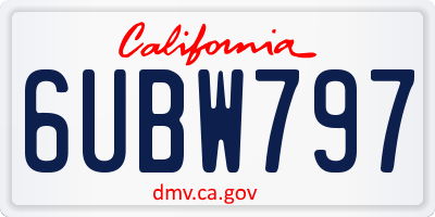 CA license plate 6UBW797