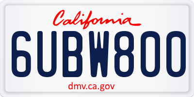 CA license plate 6UBW800