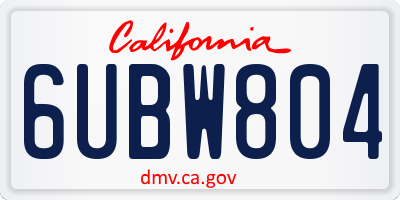 CA license plate 6UBW804