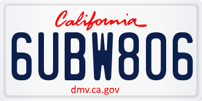 CA license plate 6UBW806