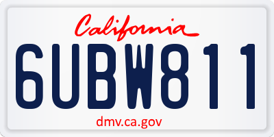 CA license plate 6UBW811