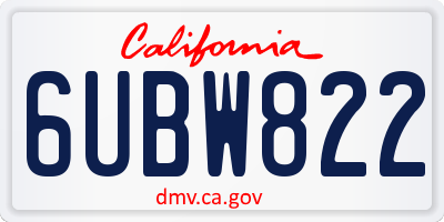 CA license plate 6UBW822