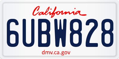 CA license plate 6UBW828