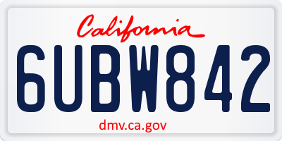 CA license plate 6UBW842