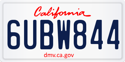 CA license plate 6UBW844