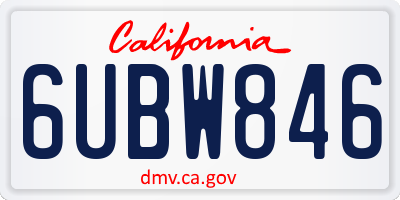 CA license plate 6UBW846