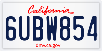 CA license plate 6UBW854